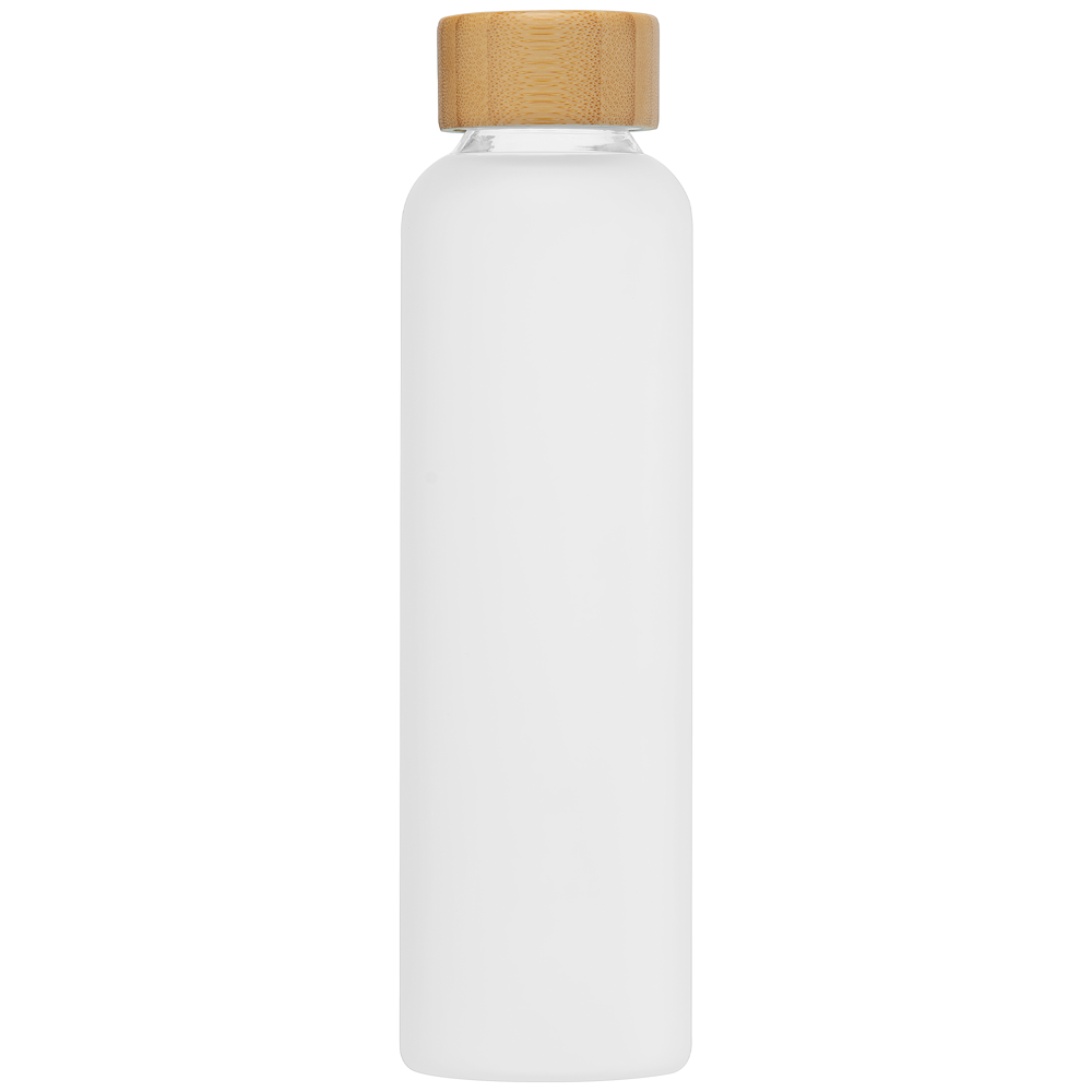 Lucerne - 590 ml Borosilikat-Glasflasche in Milchglasoptik mit Bambus-Deckel