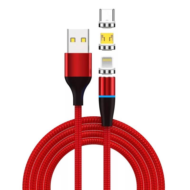3 in1 Cable "Magnetic Fastcharge + Data" - Rot