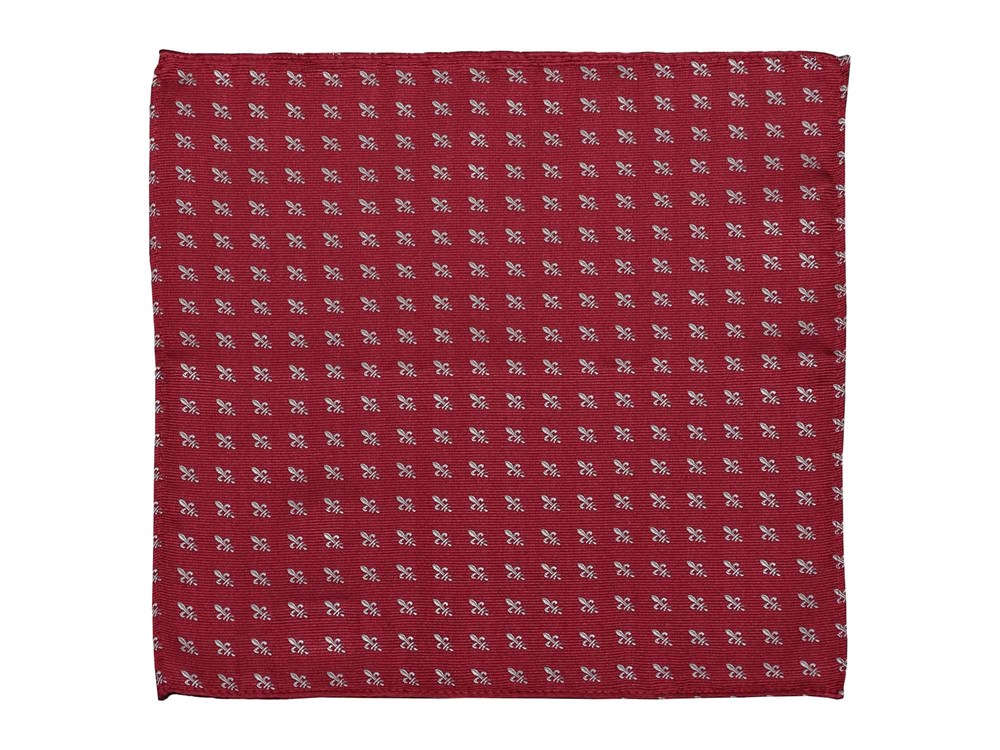 Einstecktuch für Herren aus 100% Seide - Elegantes Tuch für Anzug oder Sakko - Einstecktücher - 25 x 25 cm - bordeaux silber