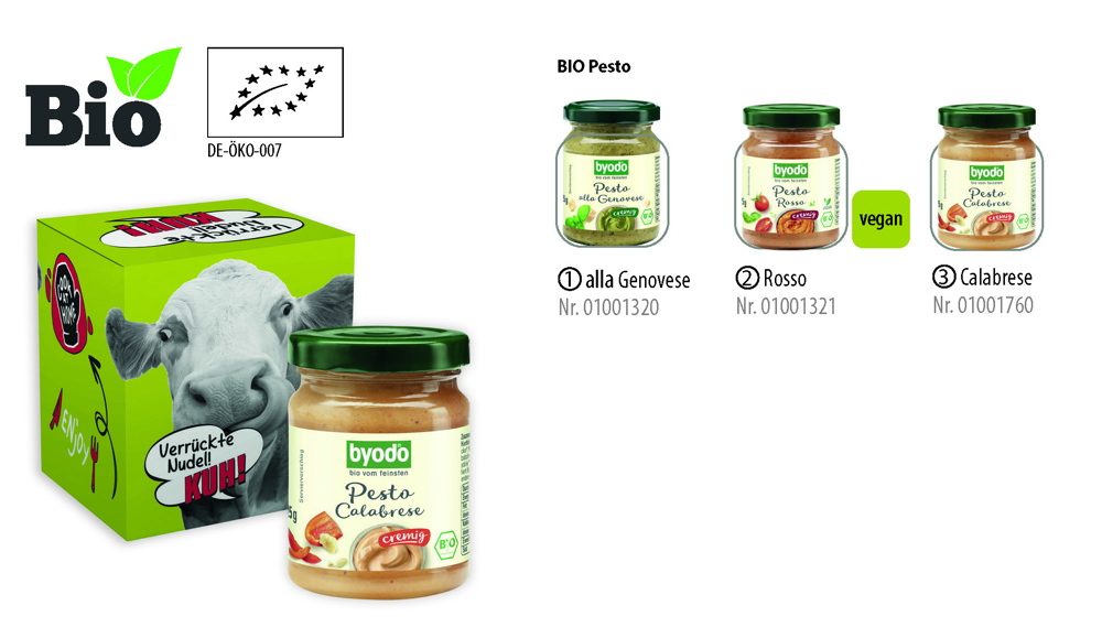 BIO Pesto im Werbekarton 125 g , Inhalt: BIO Pesto Calabrese