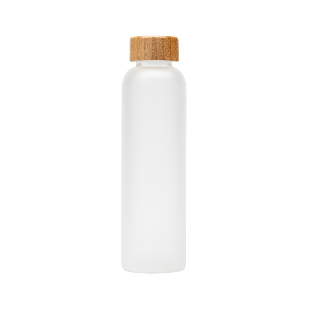 Lucerne - 590 ml Borosilikat-Glasflasche in Milchglasoptik mit Bambus-Deckel